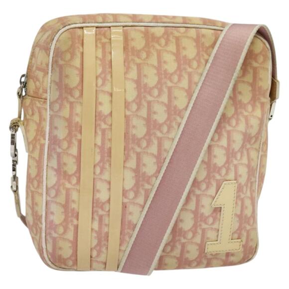 DIOR Trotter Canvas Shoulder Bag Pvc Pink Silver - Picture 1 of 12